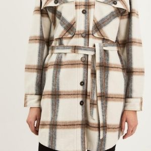 BNWOT Frank and Oak The Wool Plaid Shacket in Cream